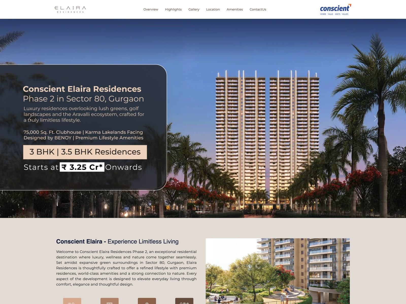 Conscient Elaira landing page